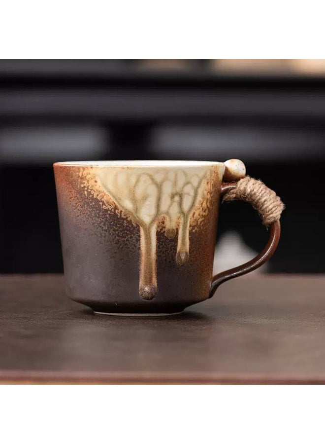 Clink Handmade Rustic Ceramic Japanese Style Mug with Rope Handle – Artisan Glaze Coffee & Tea Cup - Image 1
